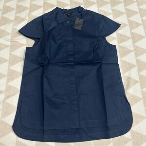 Universal standard aster short sleeve button down blouse navy blue